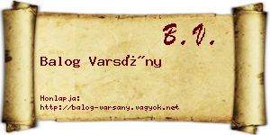 Balog Varsány névjegykártya